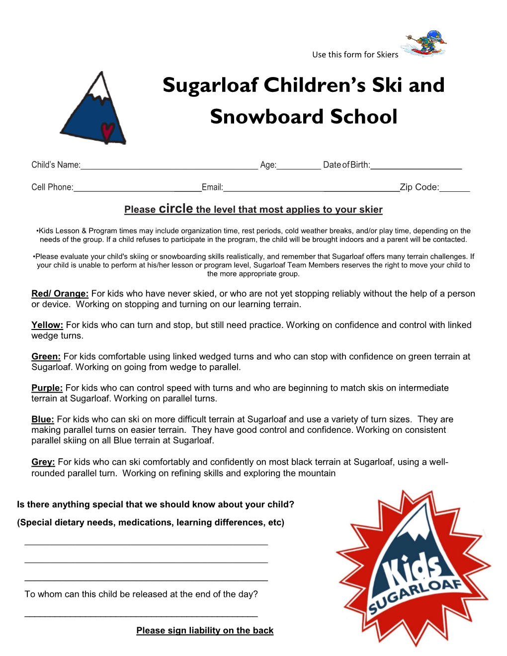 Sugarloaf Children's Ski and Snowboard School