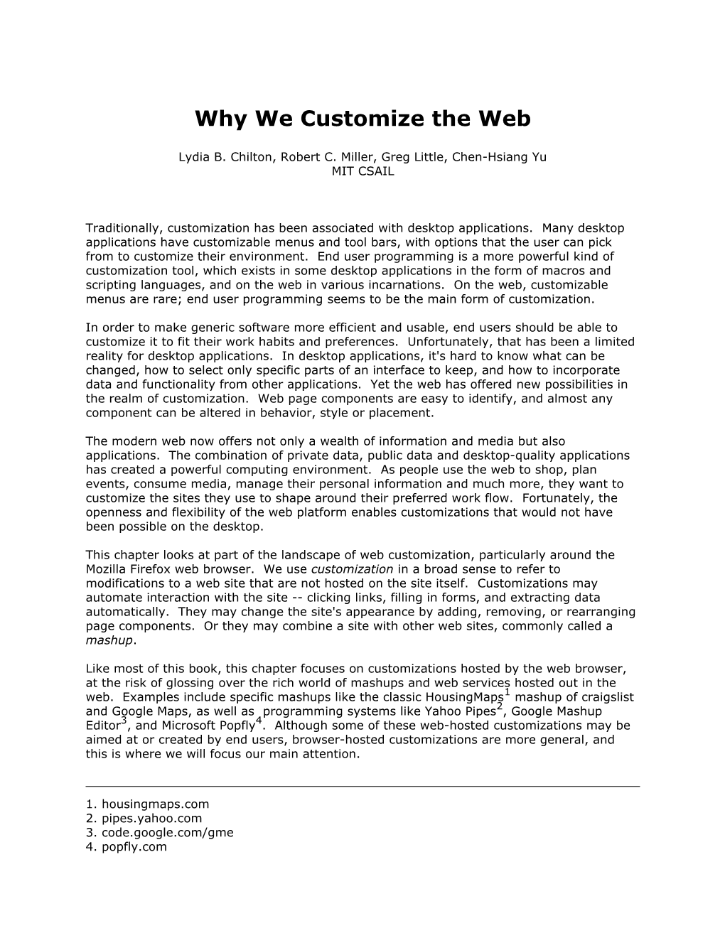 Why We Customize the Web