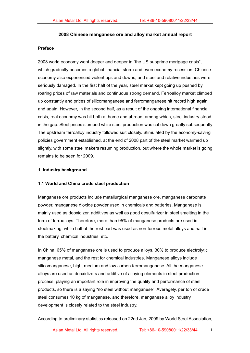 2008 Chinese Manganese Ore and Alloy Market Annual Report