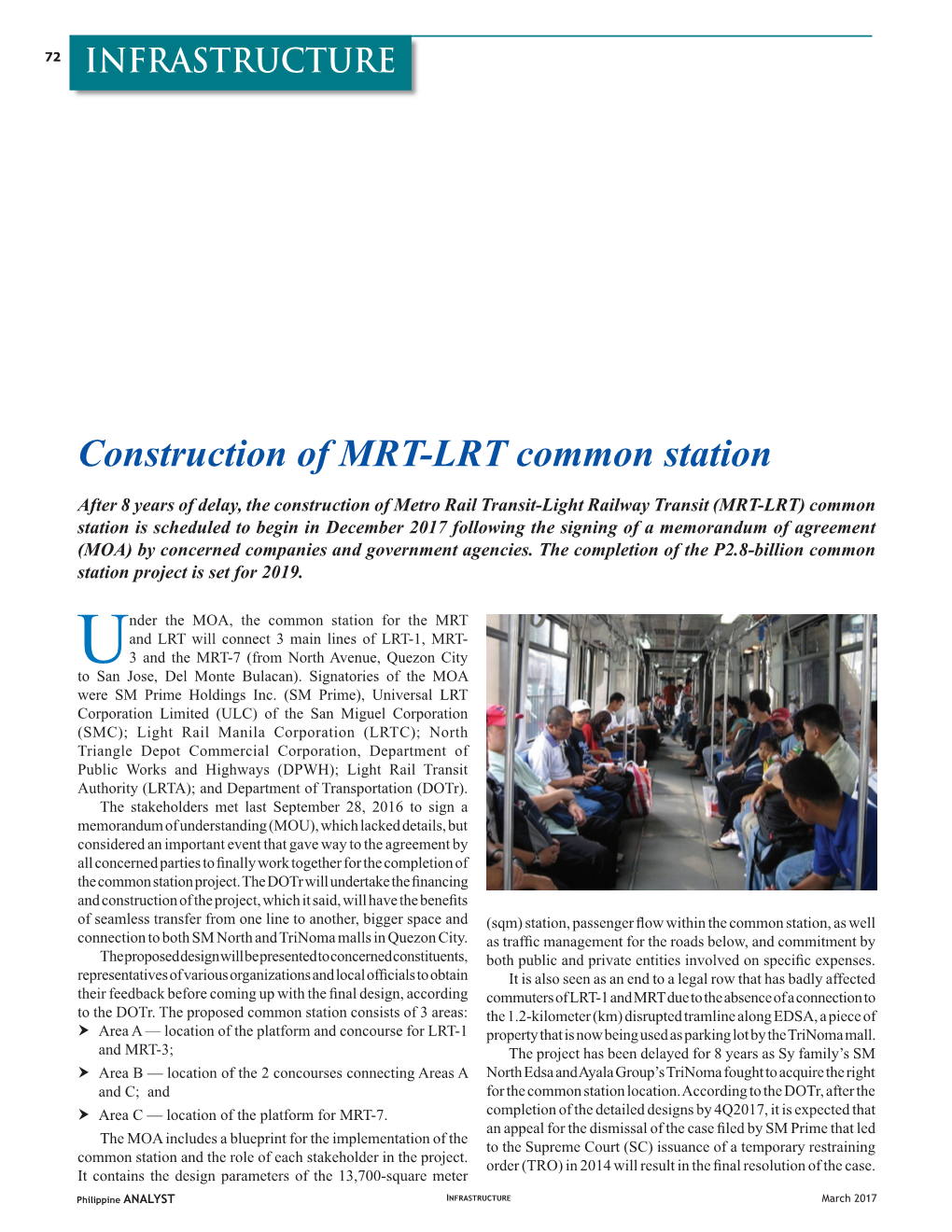 Construction of MRT-LRT Common Station