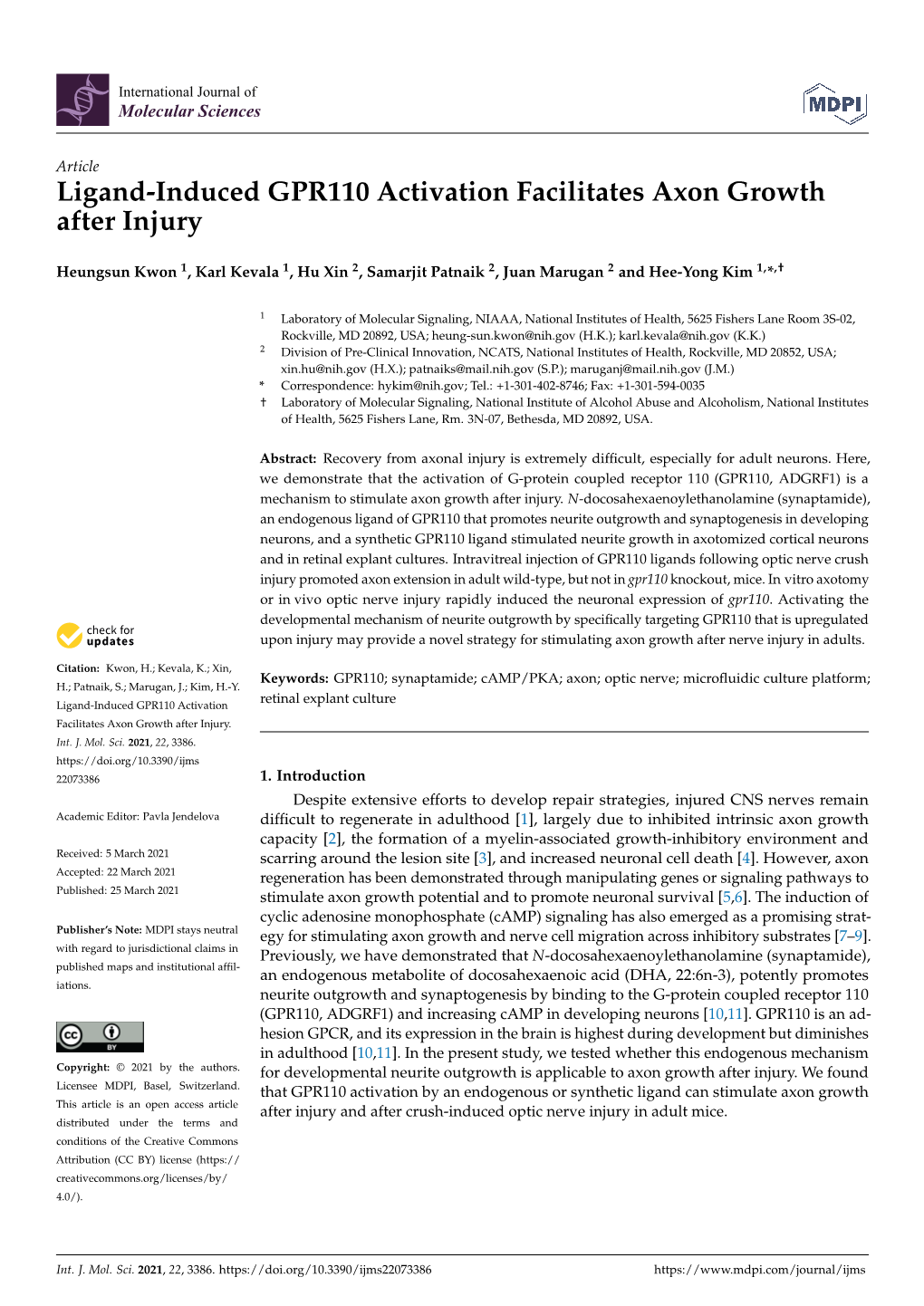 Ligand-Induced GPR110 Activation Facilitates Axon Growth After Injury