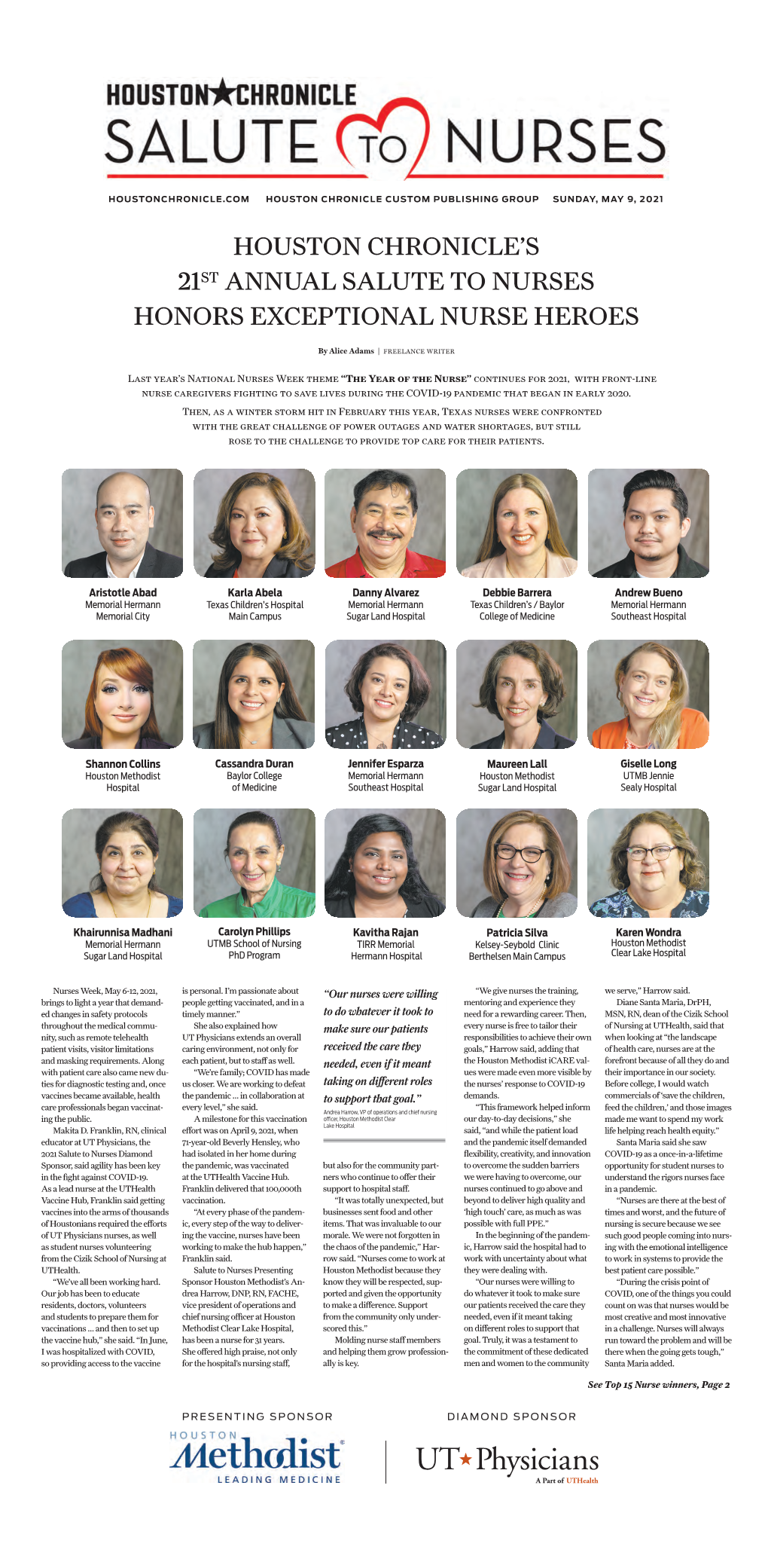Houston Chronicle's 21St Annual Salute to Nurses Honors Exceptional Nurse