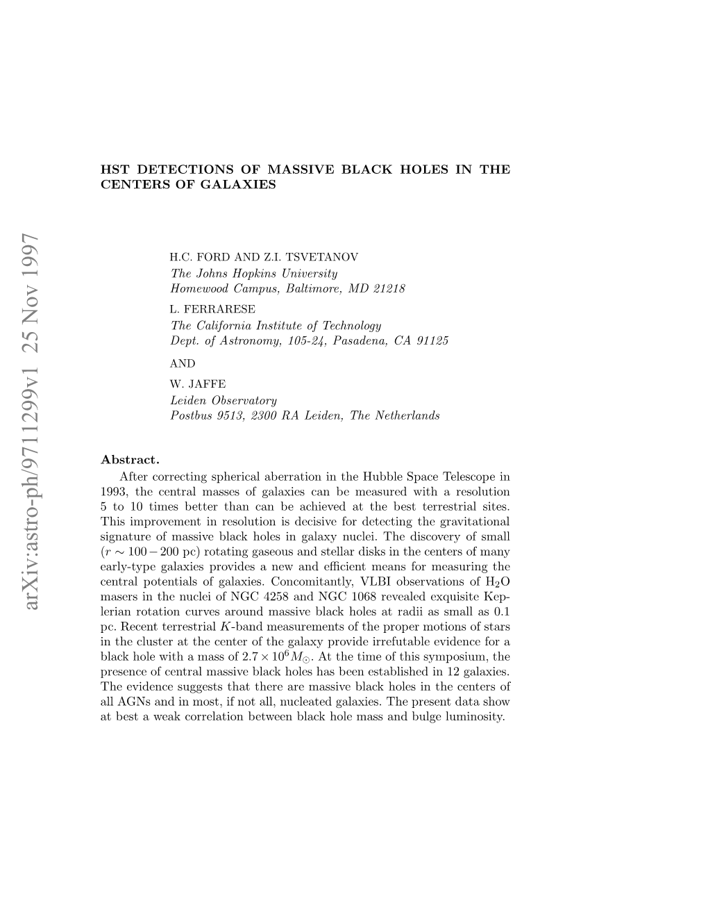 Astro-Ph/9711299V1 25 Nov 1997 Eta Oetaso Aais Ocmtnl,VB Obser Mea VLBI for Concomitantly, Means Galaxies