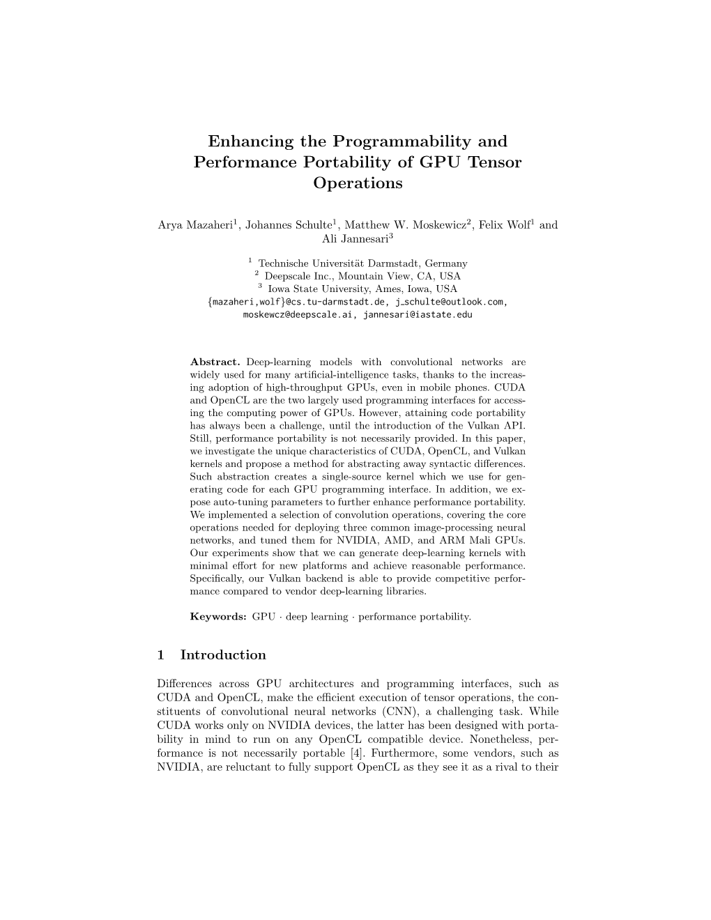 Enhancing the Programmability and Performance Portability of GPU Tensor Operations