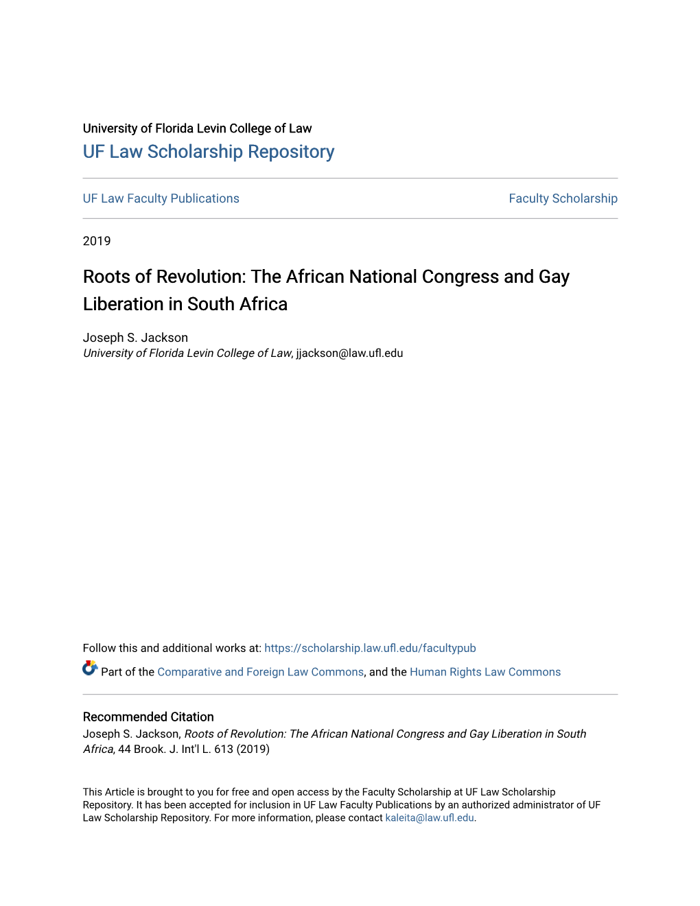 The African National Congress and Gay Liberation in South Africa
