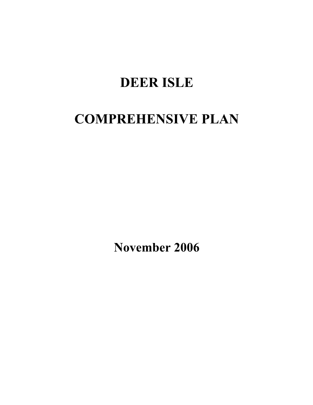 Deer Isle Comprehensive Plan November 2006