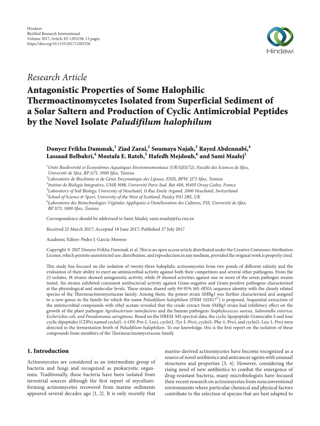 Antagonistic Properties of Some Halophilic Thermoactinomycetes