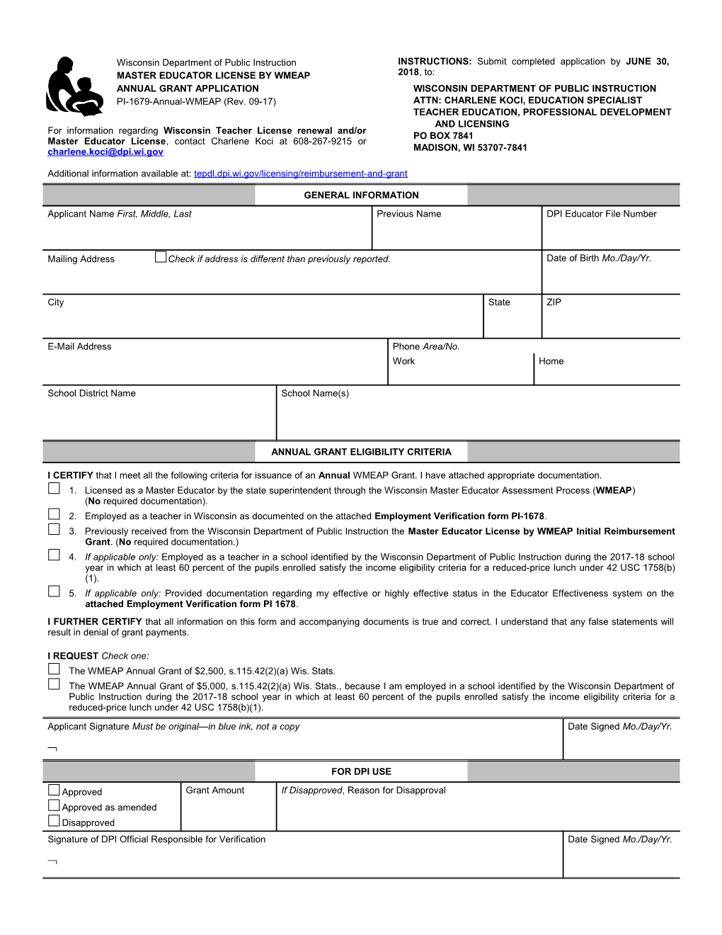 PI-1679-Annual-WMEAP Master Educator License by WMEAP Annual Grant Application