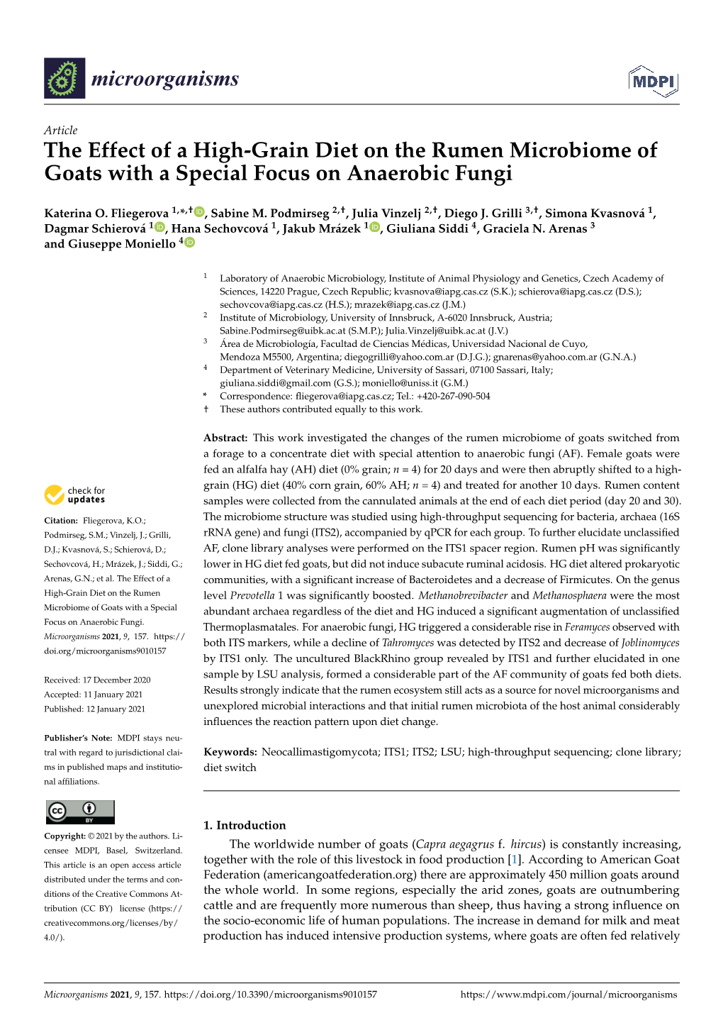 The Effect of a High-Grain Diet on the Rumen Microbiome of Goats with a Special Focus on Anaerobic Fungi