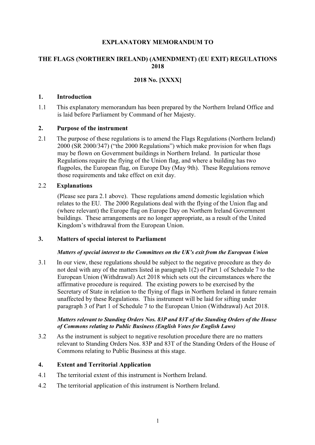 The Flags (Northern Ireland) (Amendment) (Eu Exit) Regulations 2018