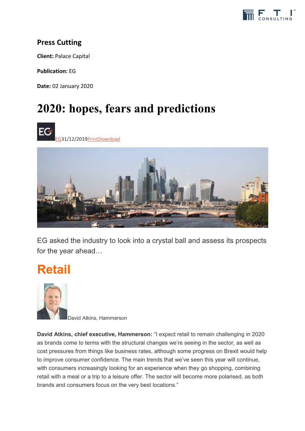 2020: Hopes, Fears and Predictions Retail