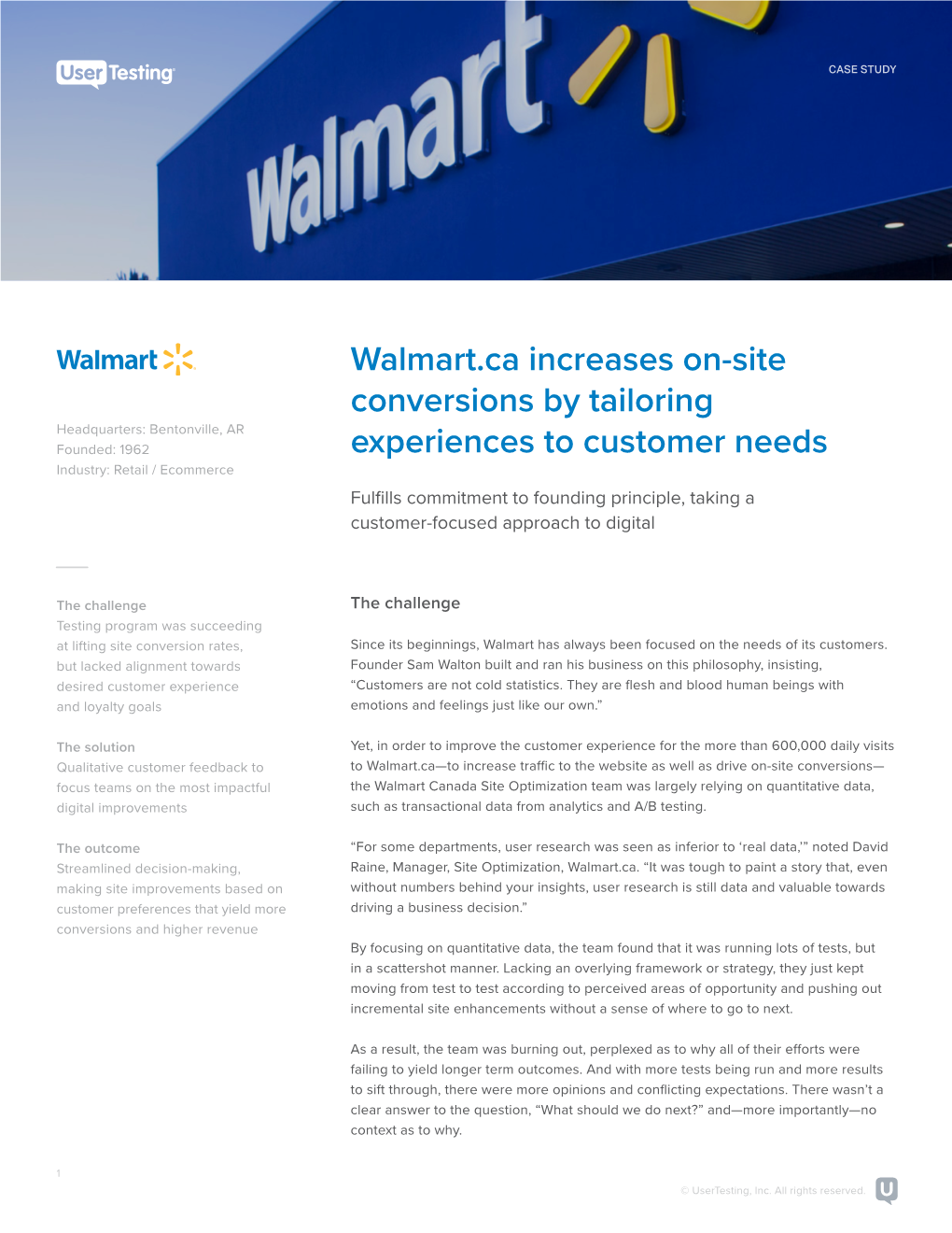 Walmart Canada Site Optimization Team Was Largely Relying on Quantitative Data, Digital Improvements Such As Transactional Data from Analytics and A/B Testing