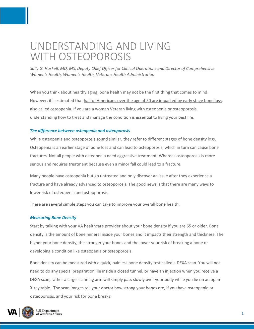 UNDERSTANDING and LIVING with OSTEOPOROSIS Sally G