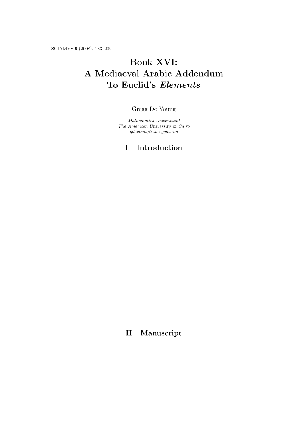 A Mediaeval Arabic Addendum to Euclid's Elements