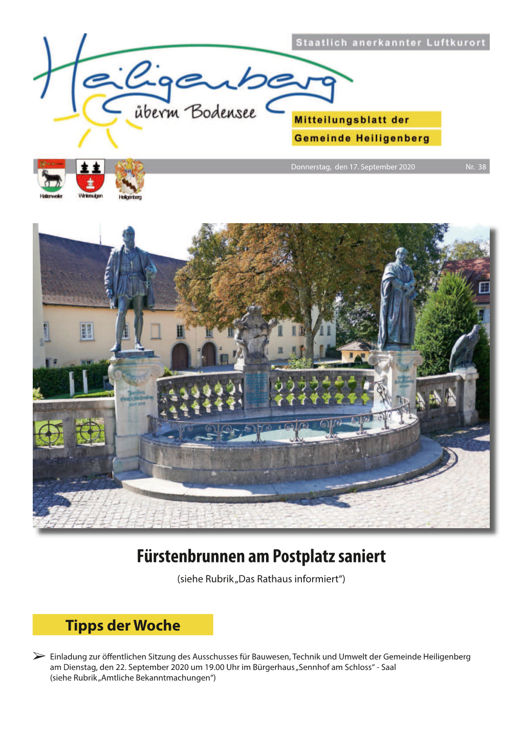 Fürstenbrunnen Am Postplatz Saniert (Siehe Rubrik „Das Rathaus Informiert“)