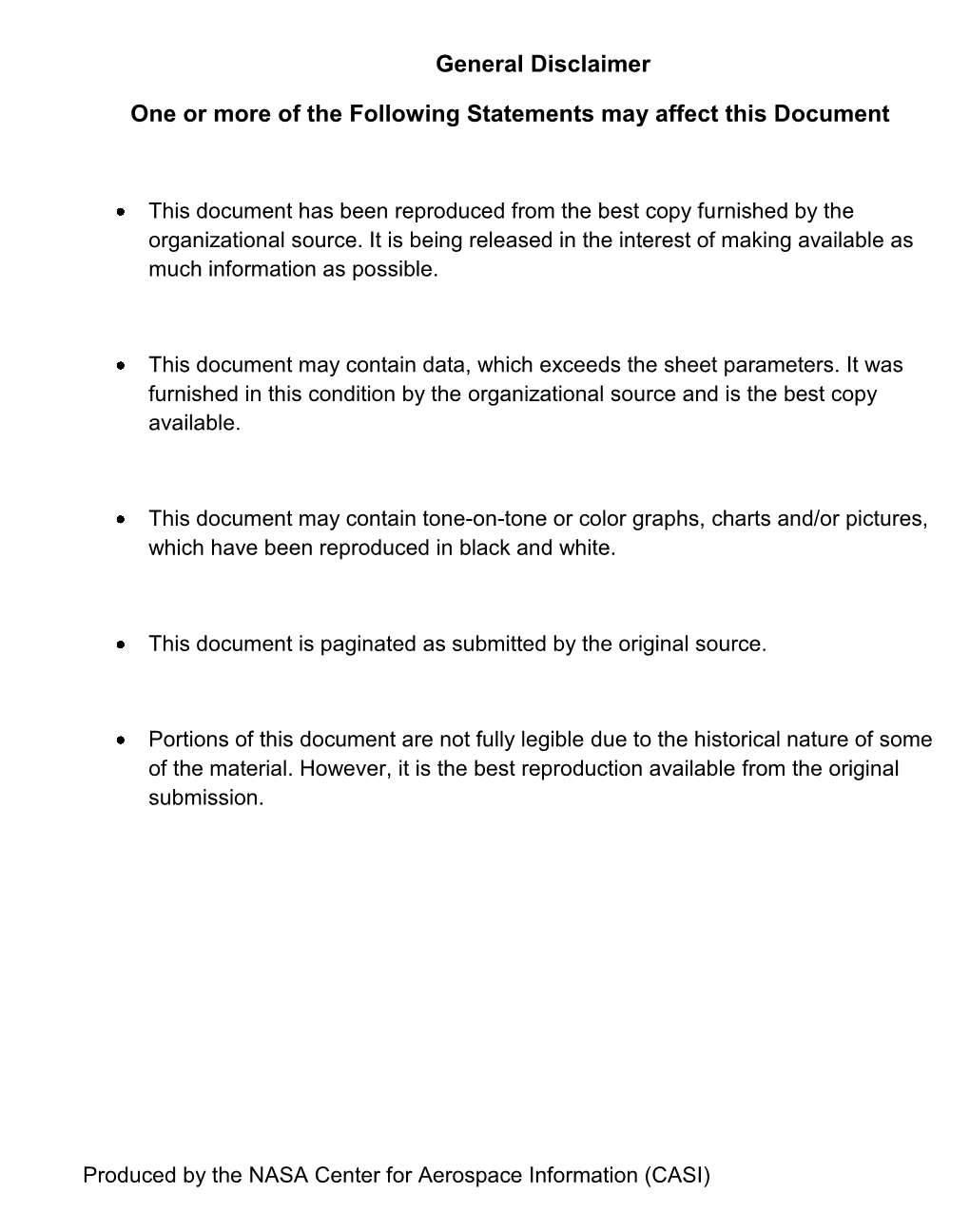 General Disclaimer One Or More of the Following Statements May Affect This Document