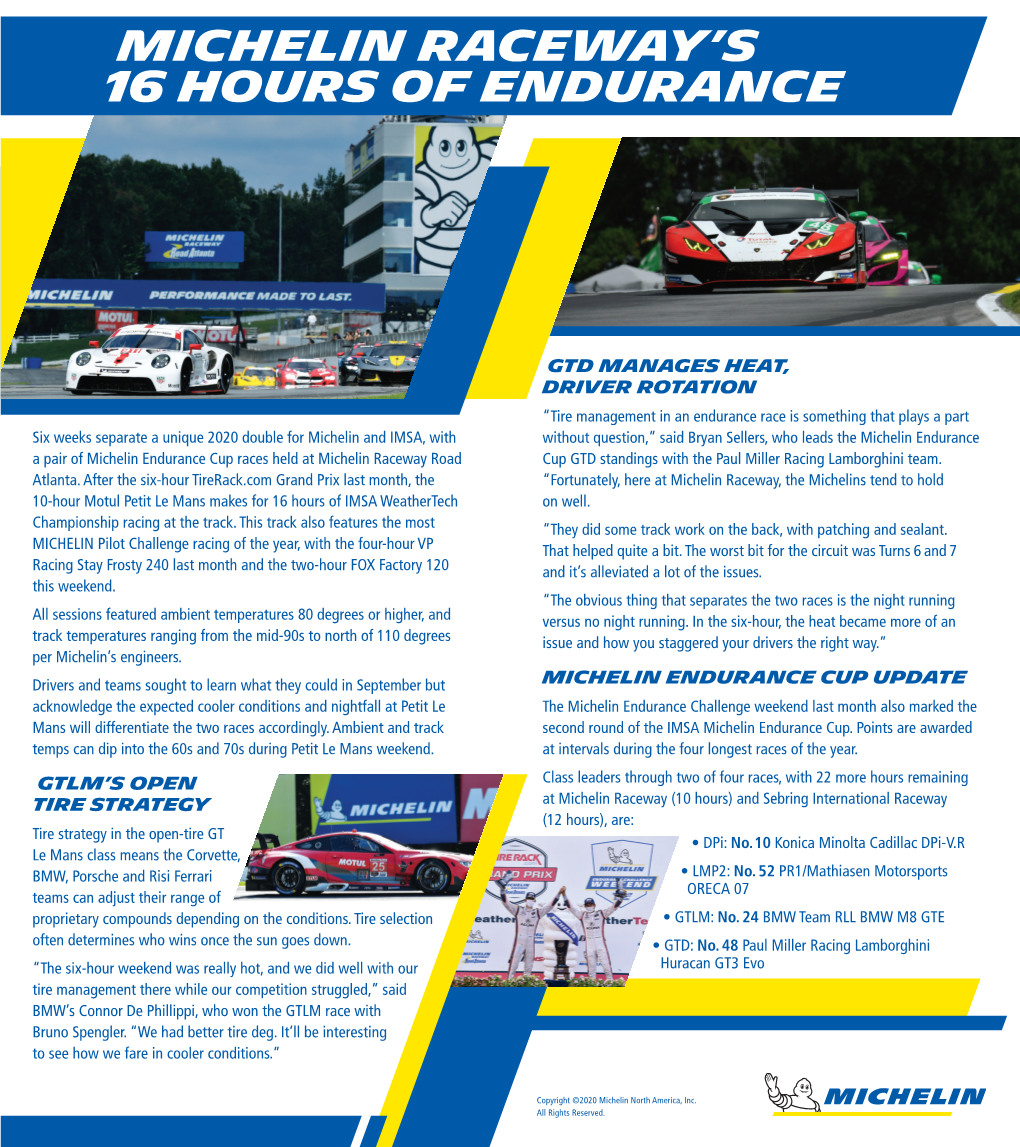 Michelin Raceway's 16 Hours of Endurance