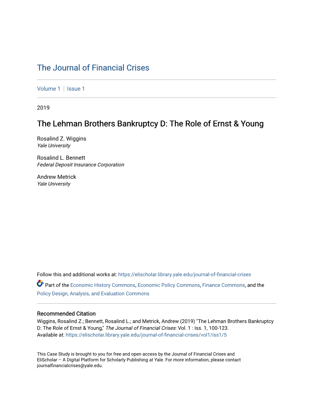 The Lehman Brothers Bankruptcy D: the Role of Ernst & Young