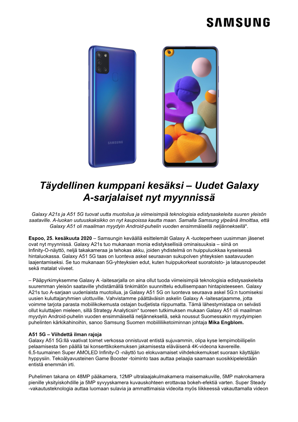 Uudet Galaxy A-Sarjalaiset Nyt Myynnissä