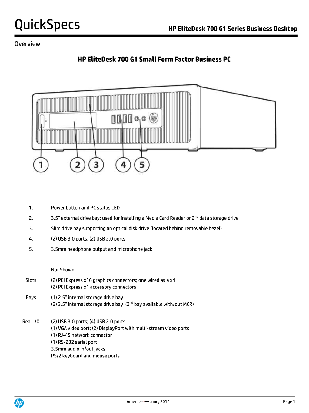 HP Elitedesk 700 G1 Business PC Series Quickspecs