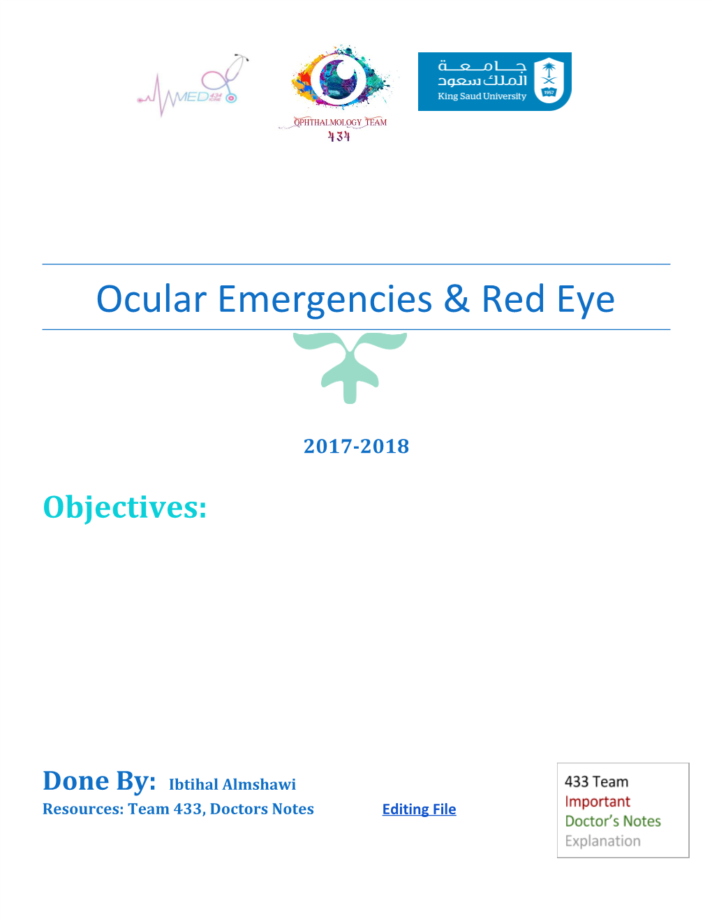 Ocular Emergencies & Red