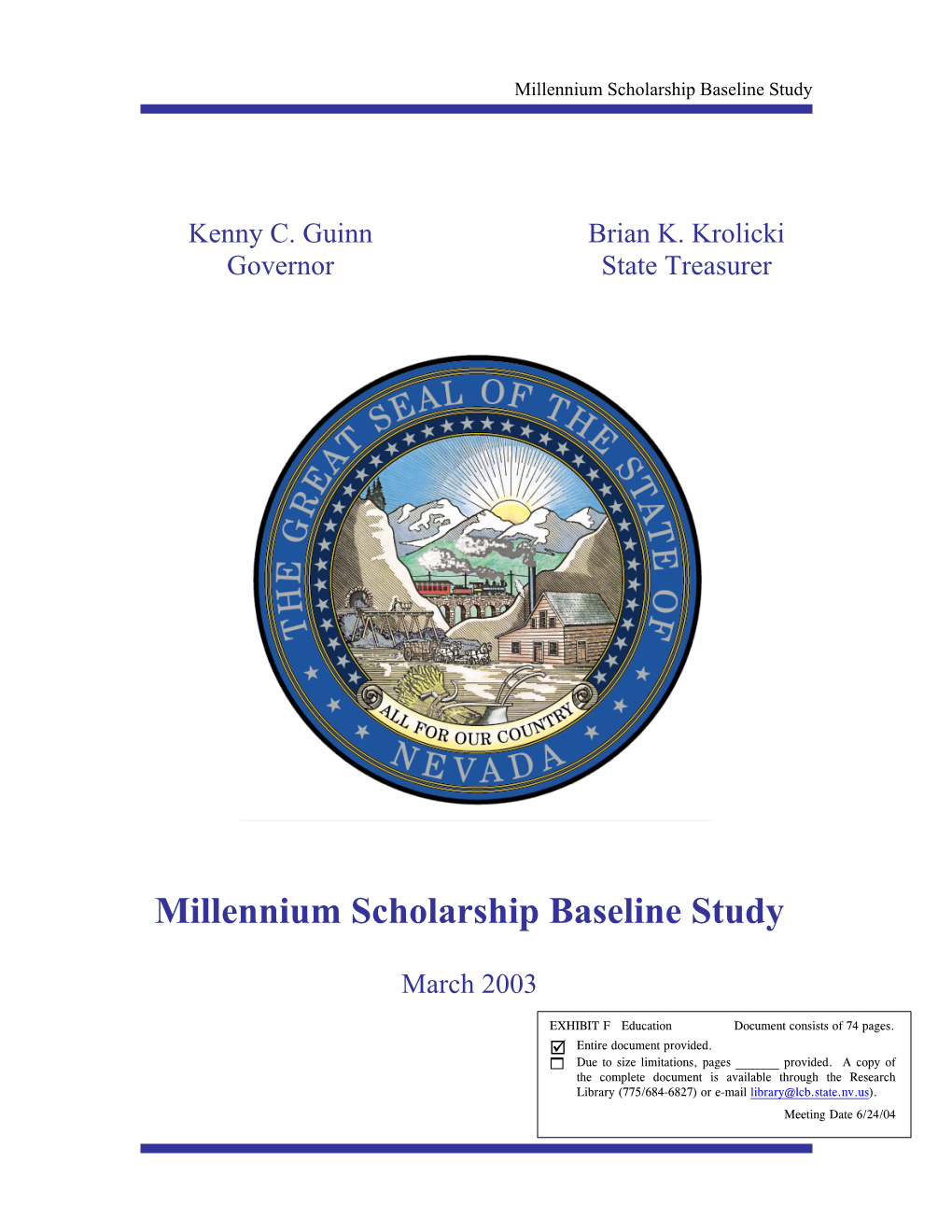 Millennium Scholarship Baseline Study