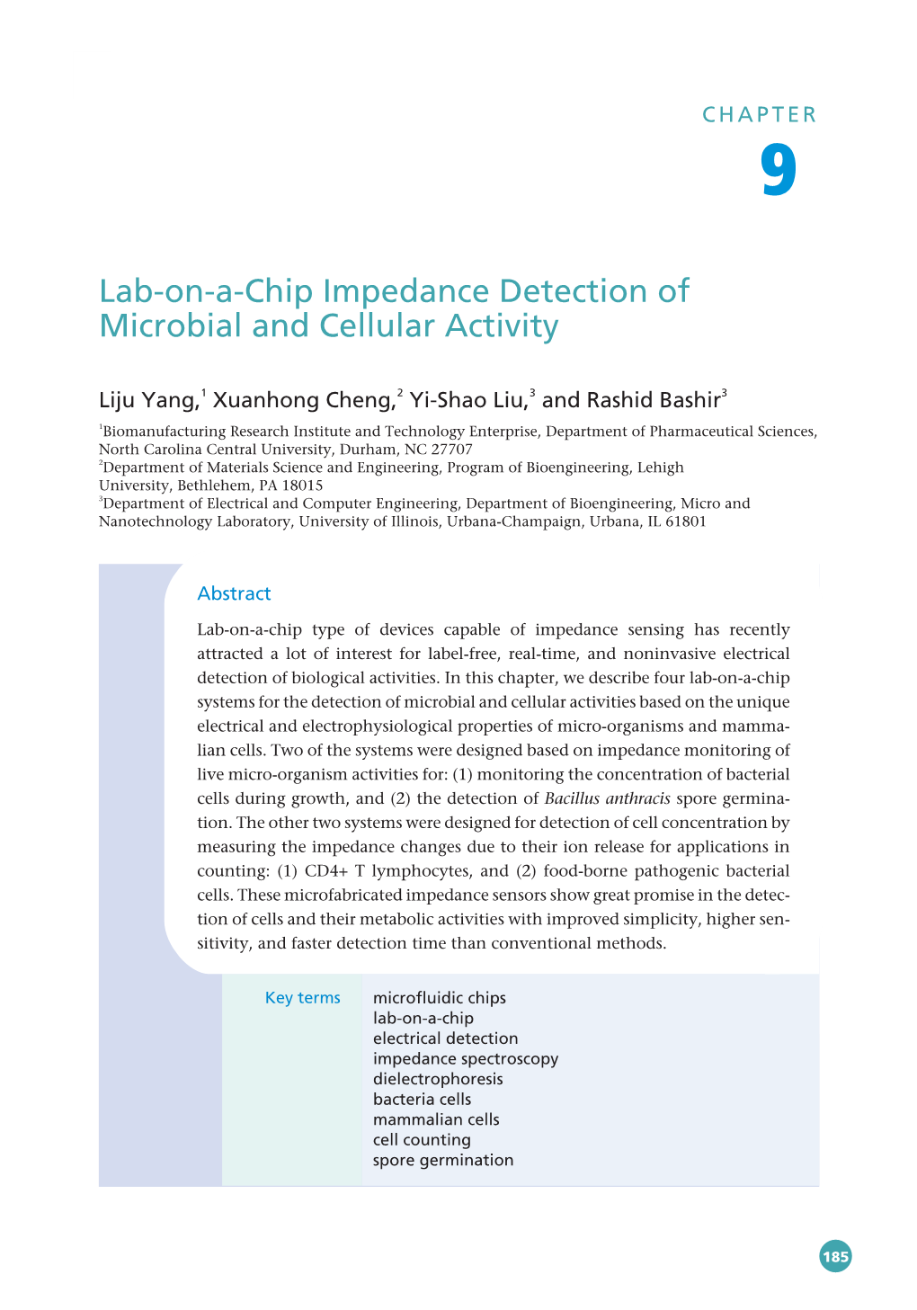 Lab-On-A-Chip Impedance Detection of Microbial and Cellular Activity