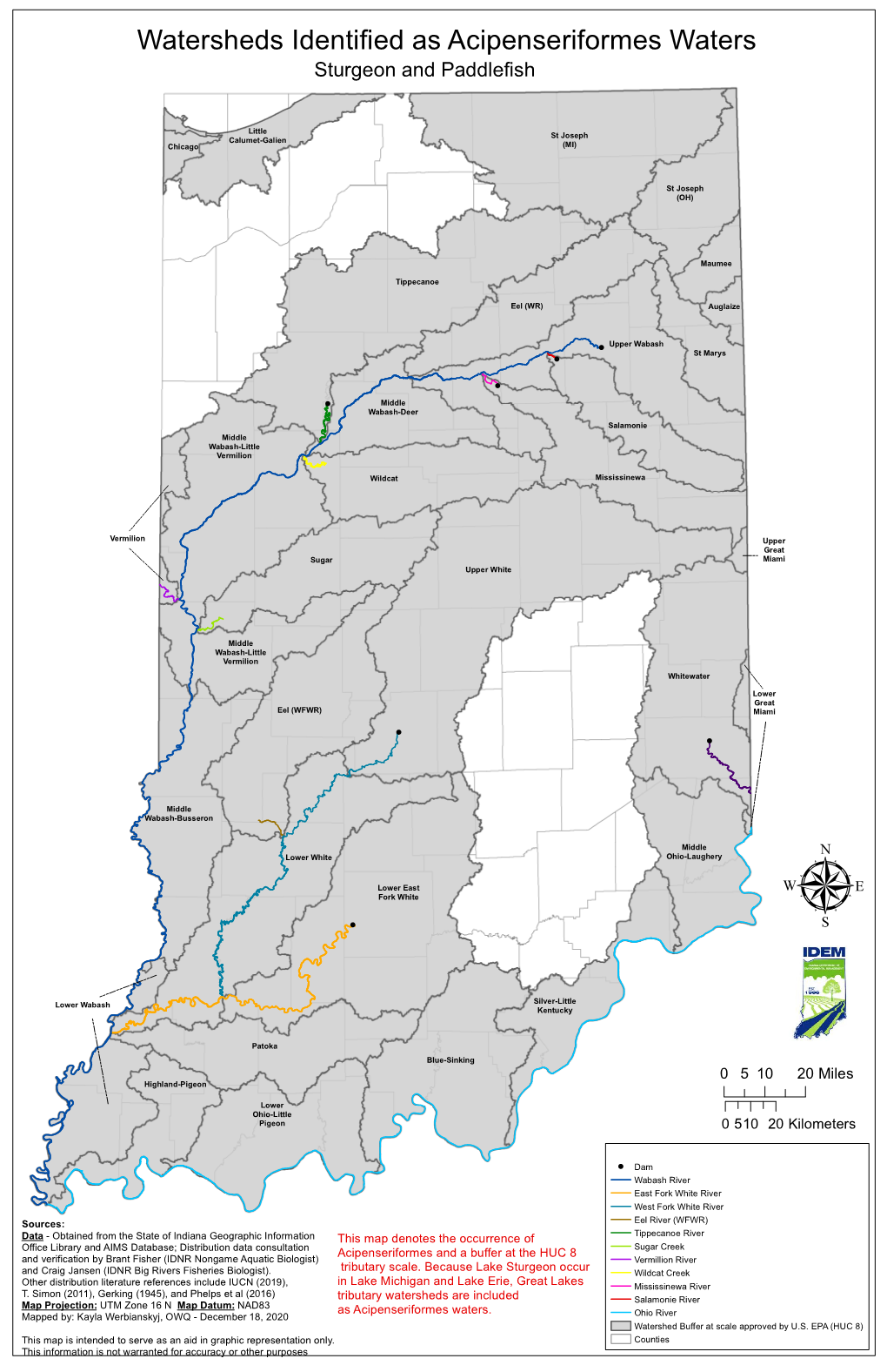 Watersheds Identified As Acipenseriformes Waters Sturgeon and Paddlefish