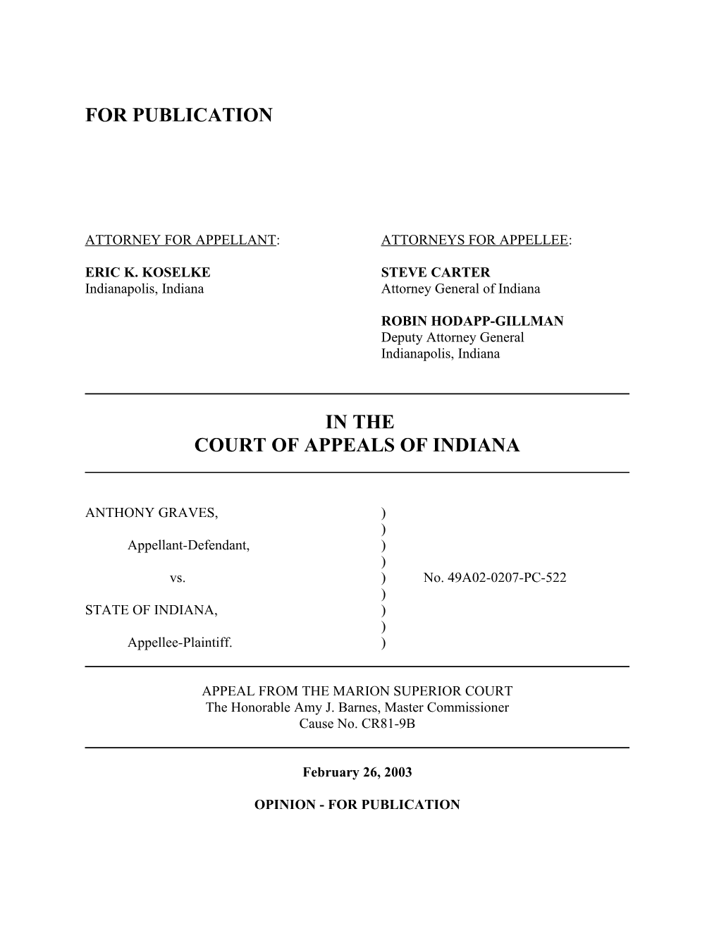 Attorney for Appellant: Attorneys for Appellee s4