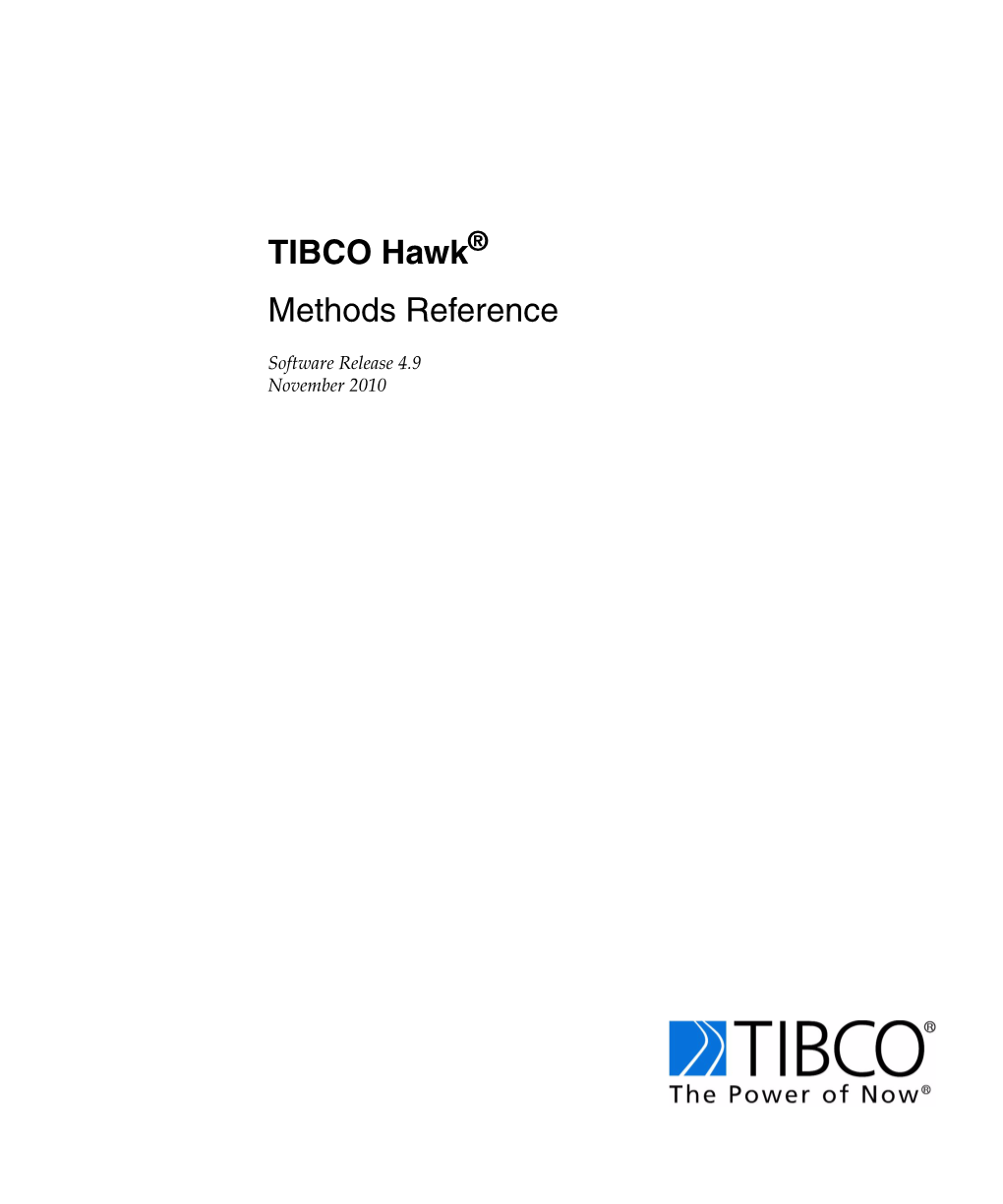 TIBCO Hawk Methods Reference Iv | Contents