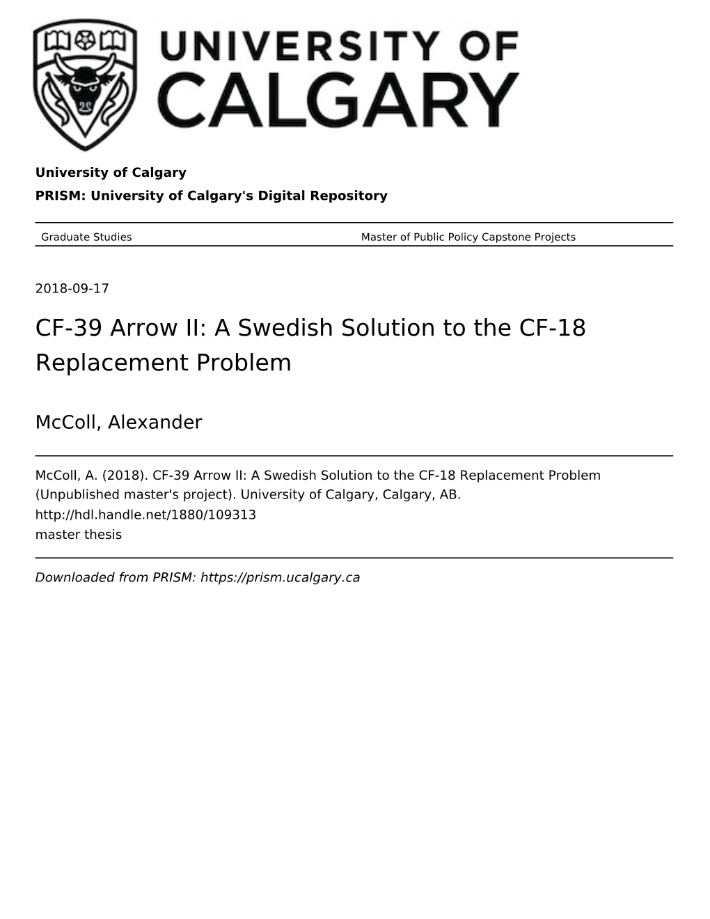 A Swedish Solution to the CF-18 Replacement Problem