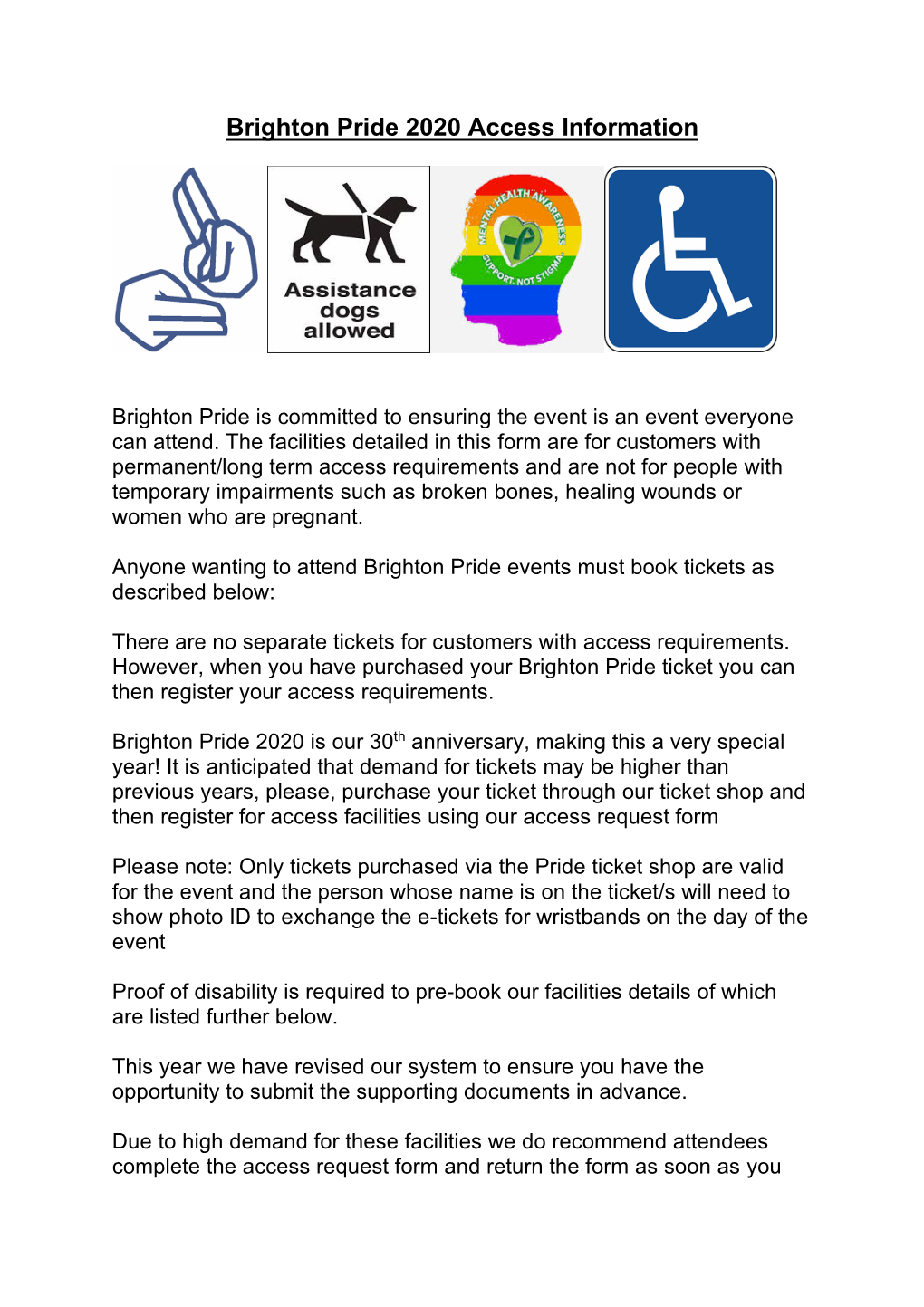 Brighton Pride 2020 Access Information