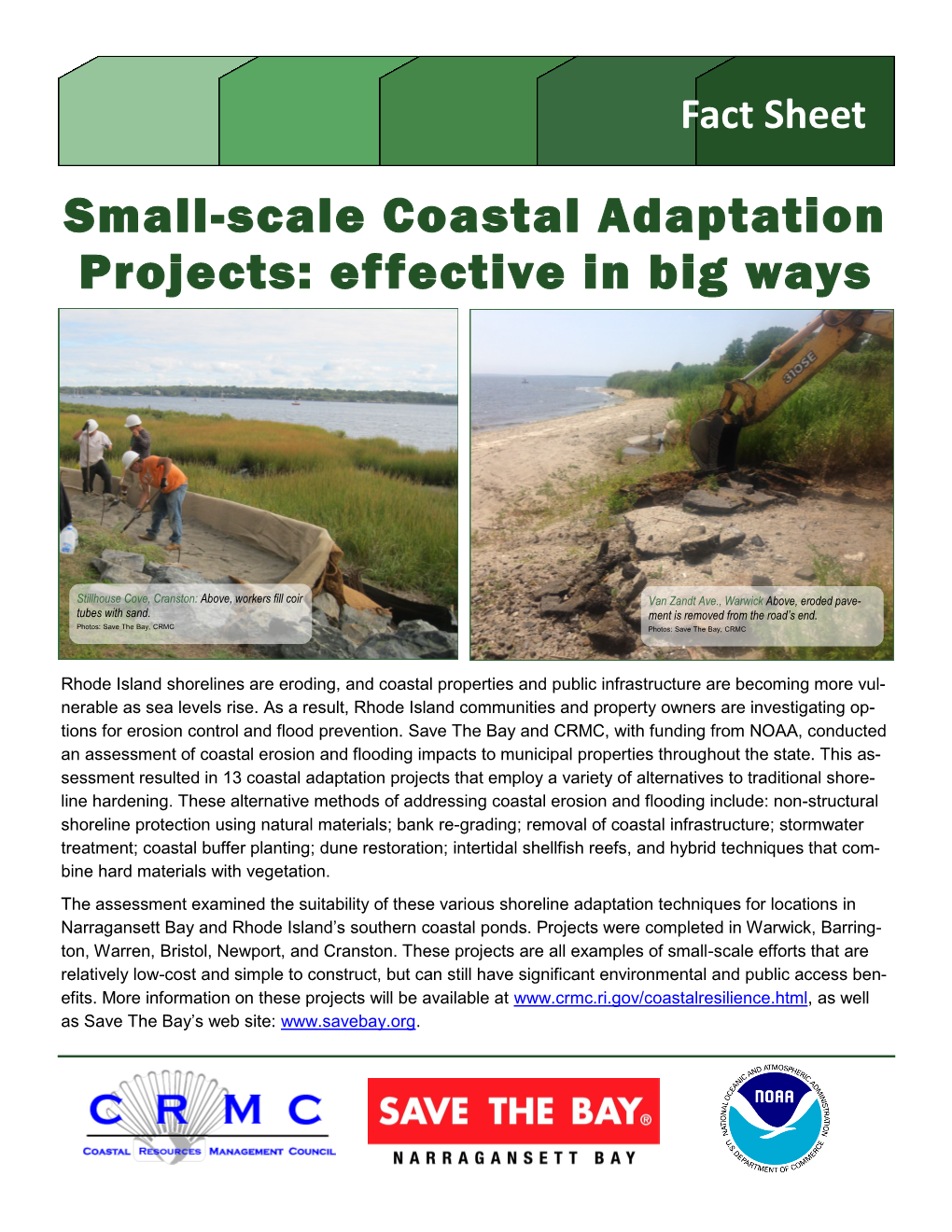 Small-Scale Coastal Adaptation Projects: Effective in Big Ways