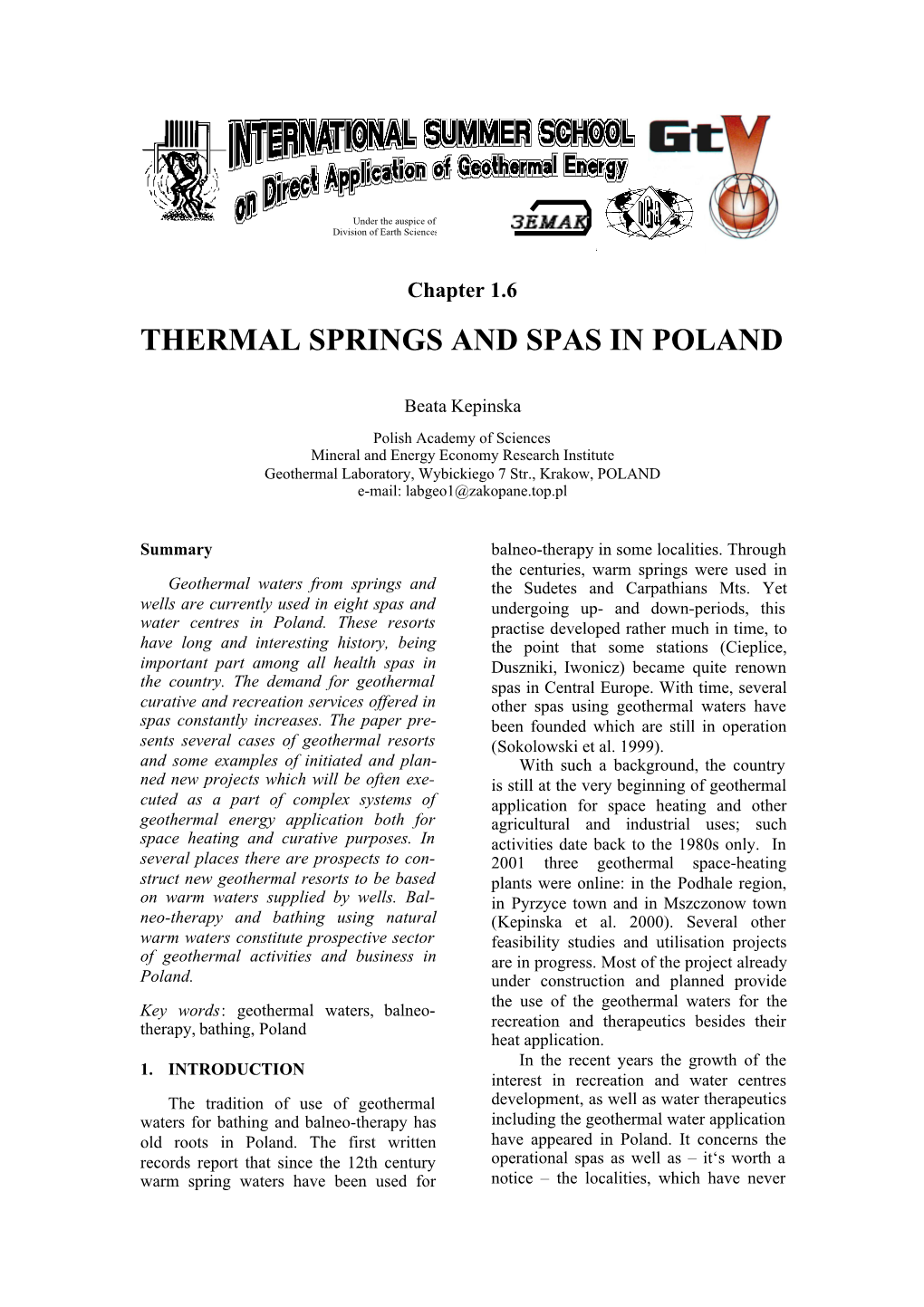Thermal Springs and Spas in Poland