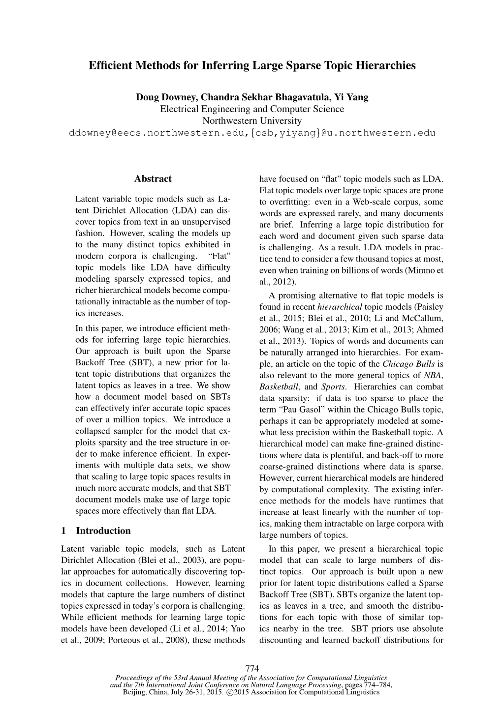 Efficient Methods for Inferring Large Sparse Topic Hierarchies