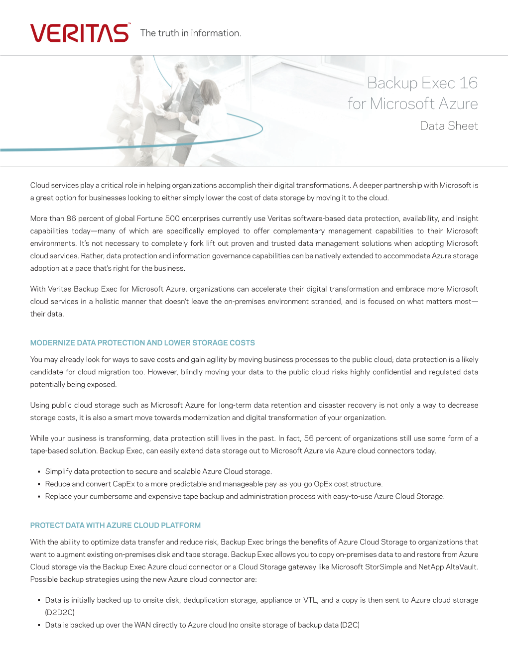 Backup Exec 16 for Microsoft Azure Data Sheet