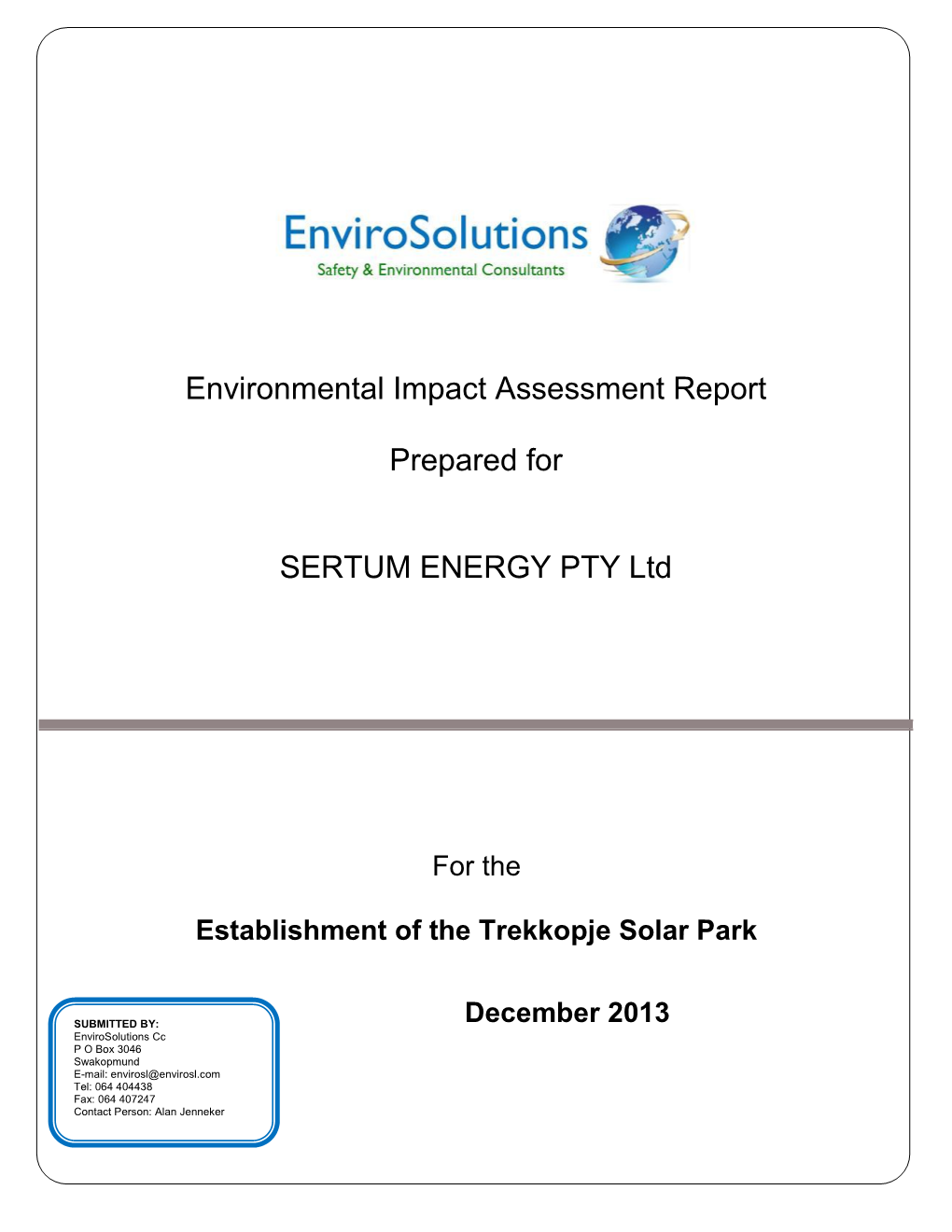 Environmental Impact Assessment Report Prepared for SERTUM