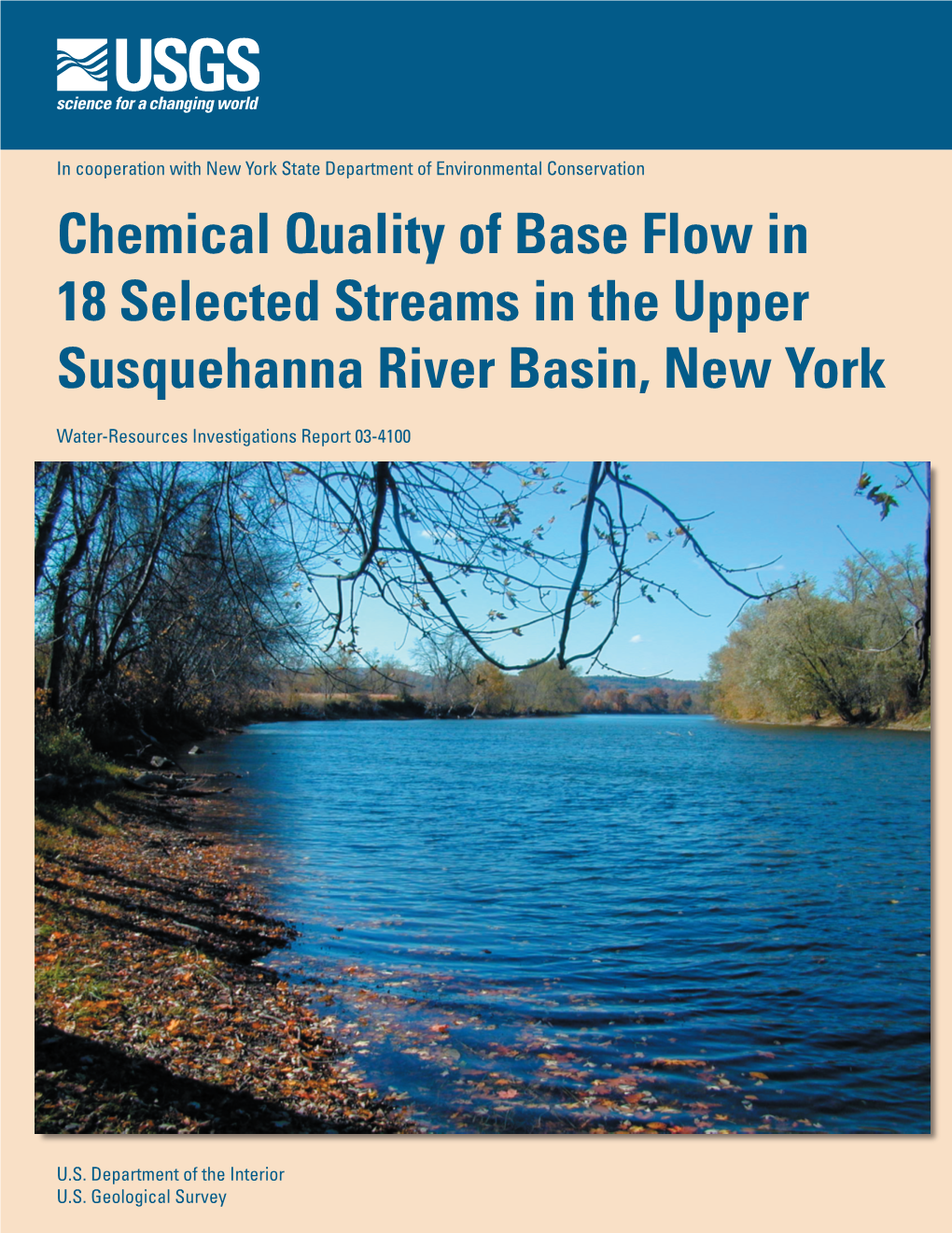 Chemical Quality of Base Flow in 18 Selected Streams in the Upper Susquehanna River Basin, New York