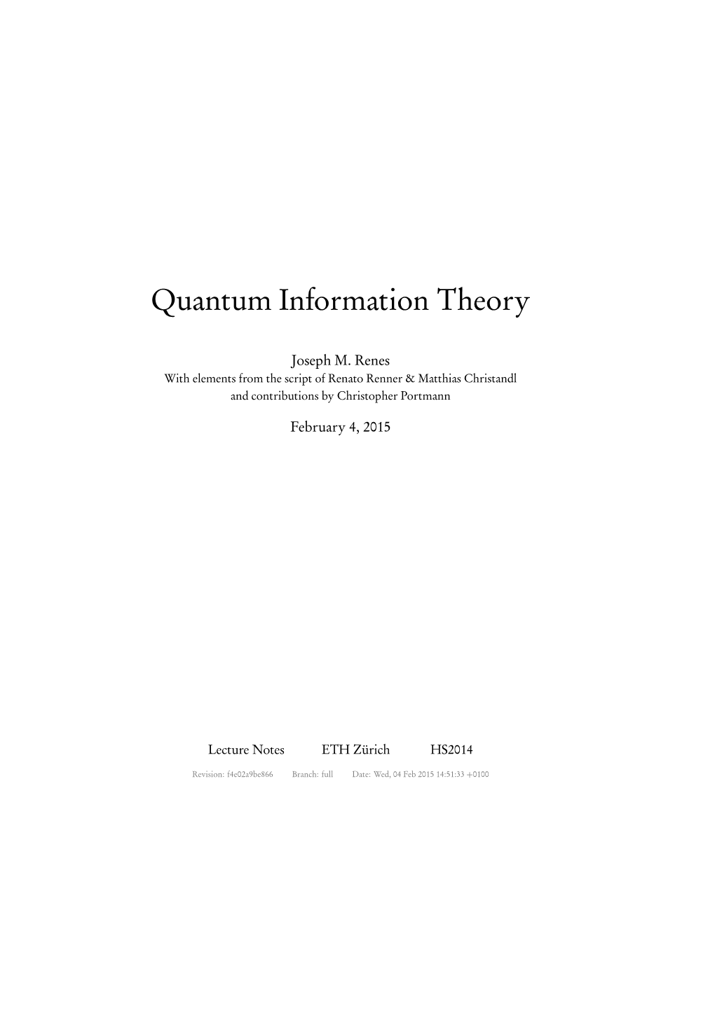 Quantum Information Theory