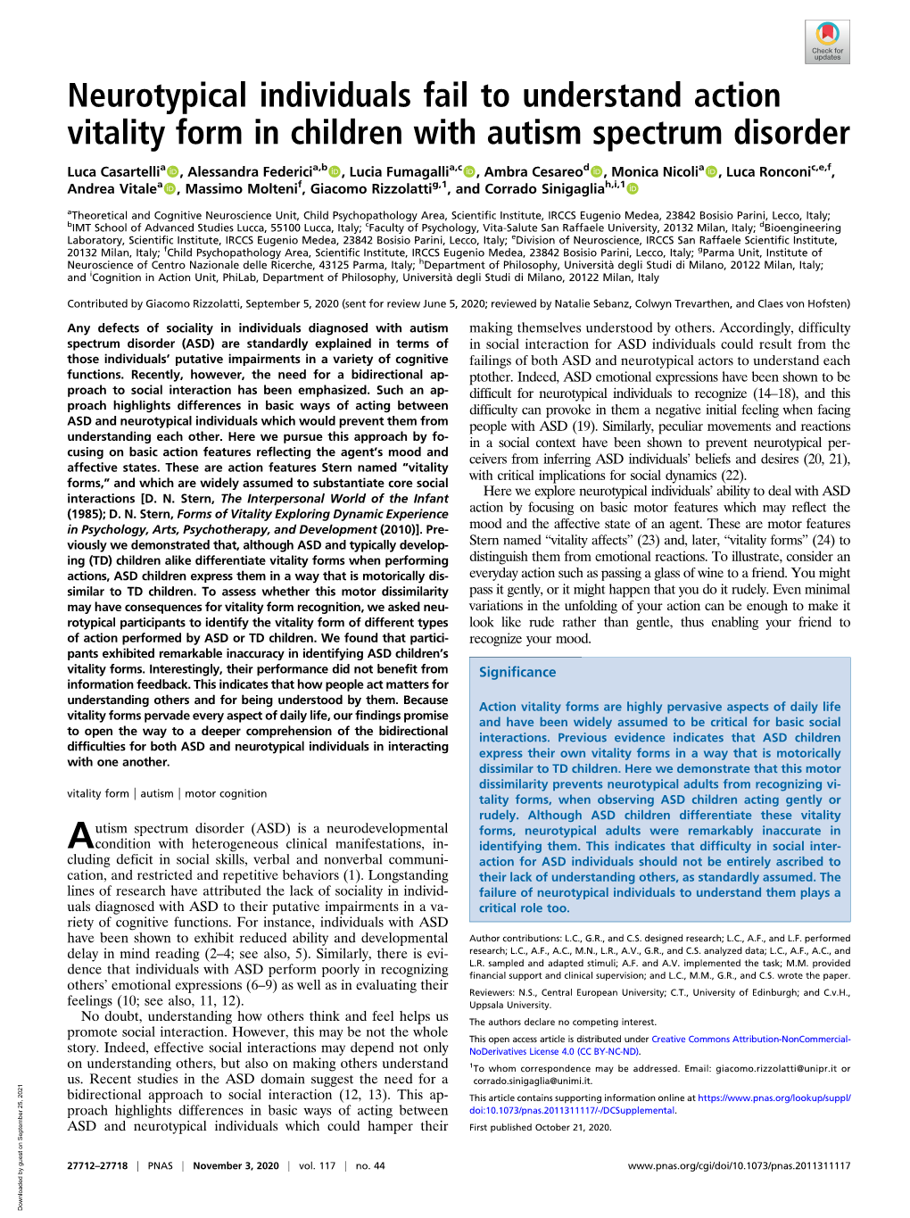 Neurotypical Individuals Fail to Understand Action Vitality Form in Children with Autism Spectrum Disorder