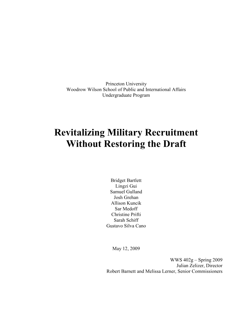 Revitalizing Military Recruitment Without Restoring the Draft