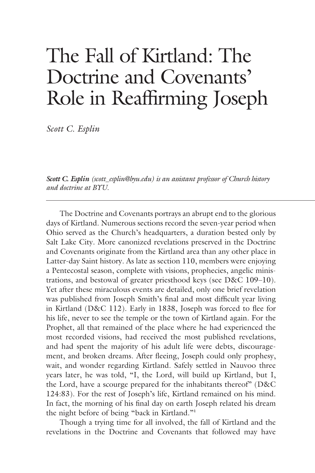 The Doctrine and Covenants' Role in Reaffirming Joseph