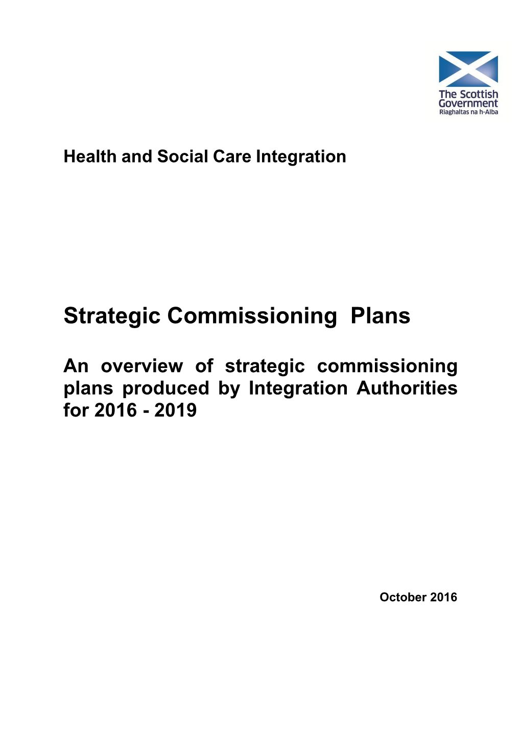 Strategic Commissioning Plans