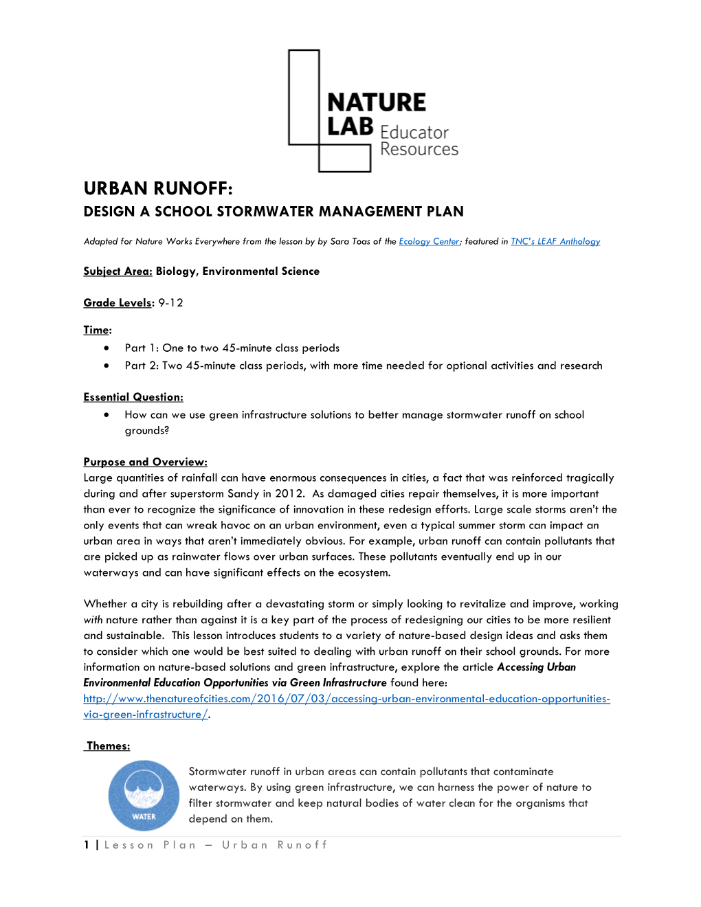 Urban Runoff: Design a School Stormwater Management Plan