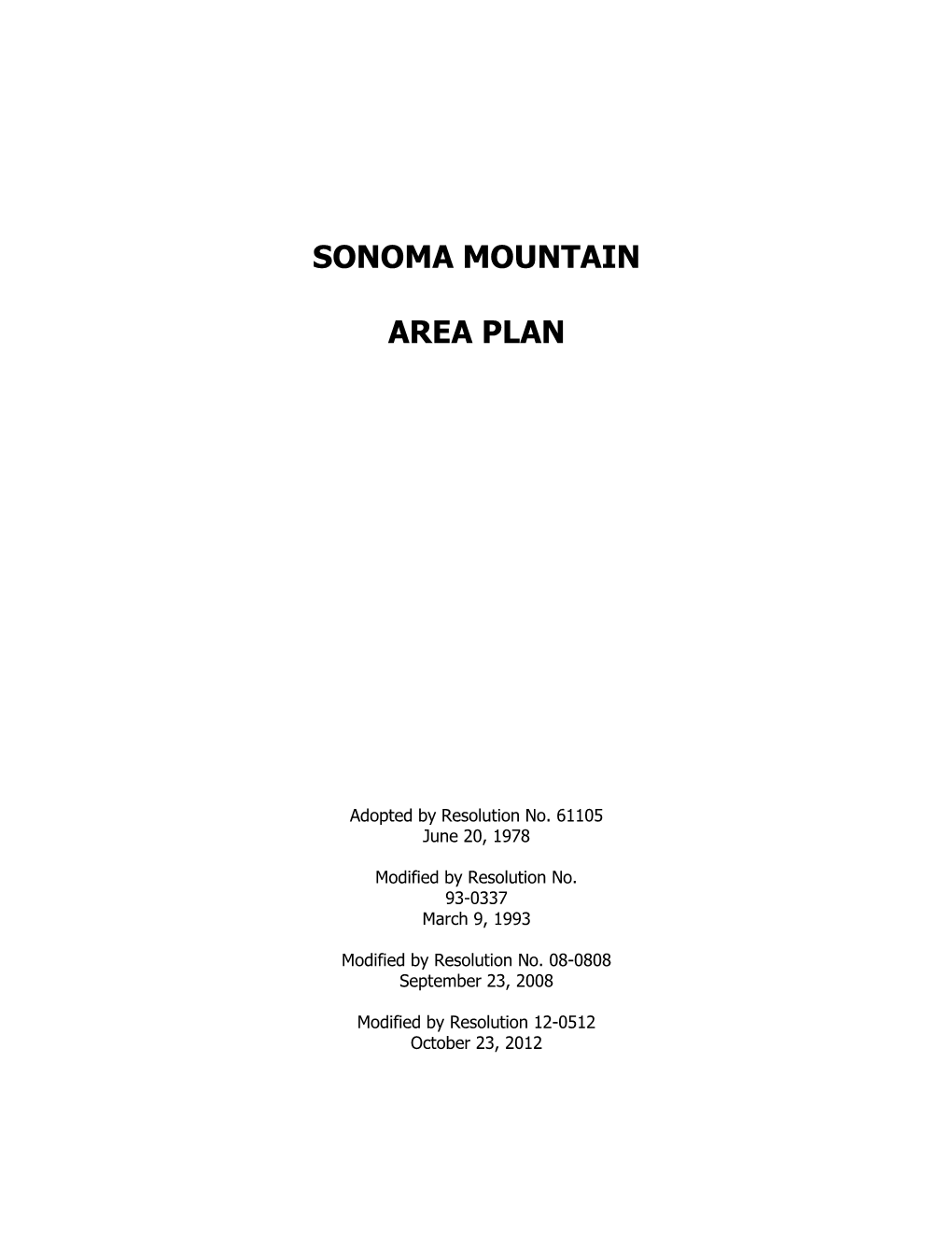 Sonoma Mountain Area Plan Revised 10-23-12, Sonoma County, California