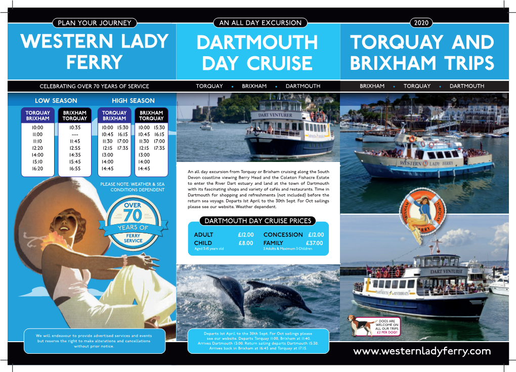 Torquay and Brixham Trips Dartmouth Day Cruise Western Lady Ferry