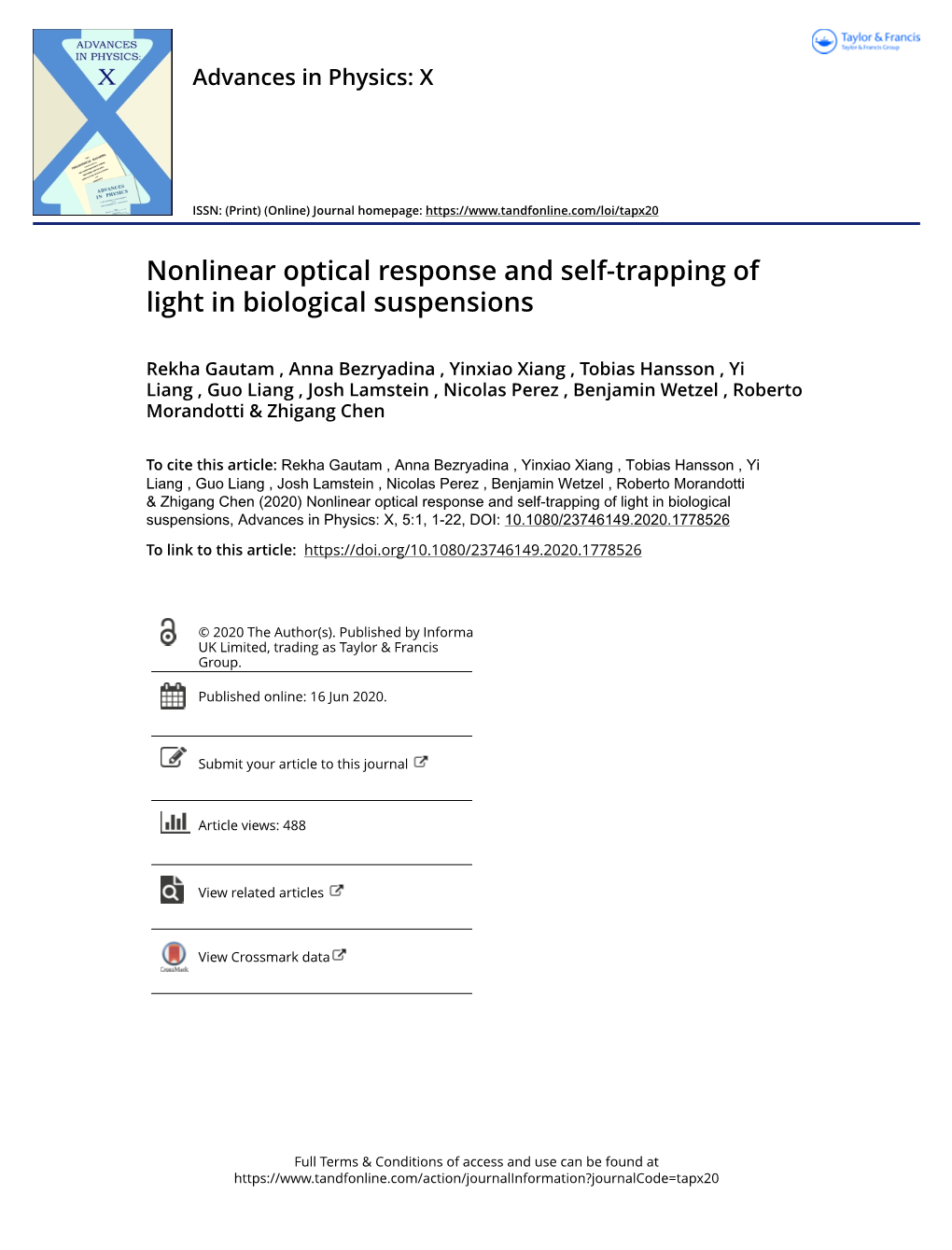 Nonlinear Optical Response and Self-Trapping of Light in Biological Suspensions