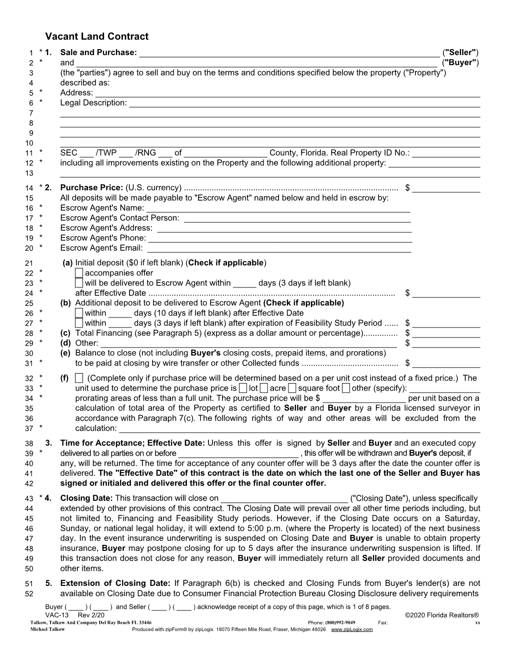 Vacant Land Contract