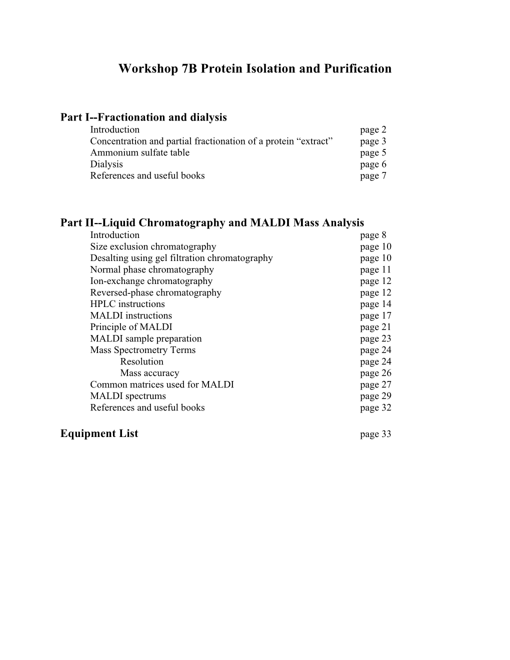 Workshop 7B Protein Isolation and Purification