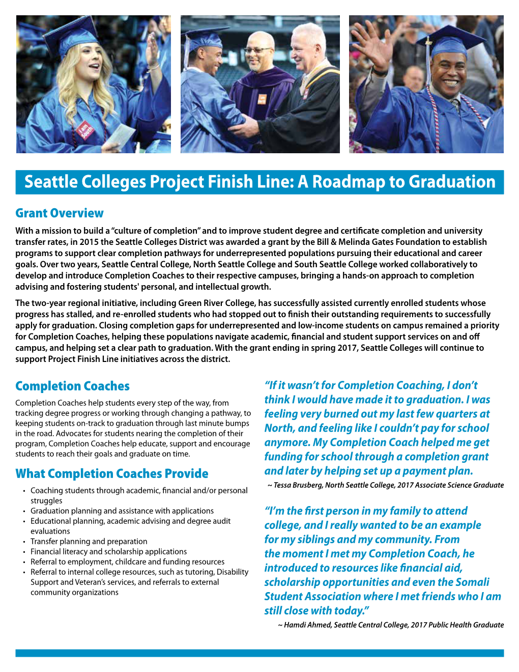 Seattle Colleges Project Finish Line: a Roadmap to Graduation